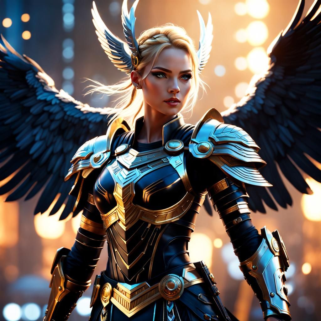 AI Valkyrie in Biopunk Norse Mythology Style