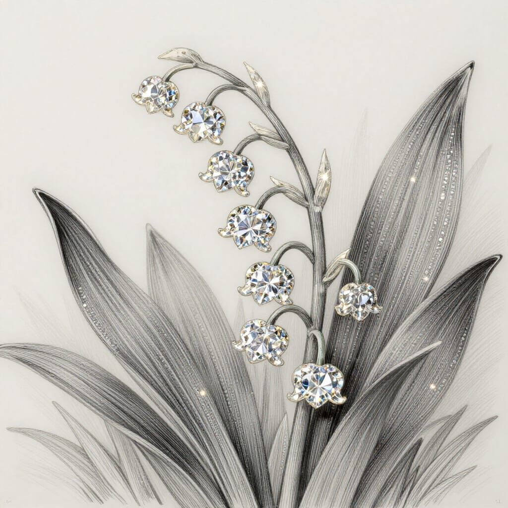 Diamond Lilies of the Valley in Ethereal Botanical Style