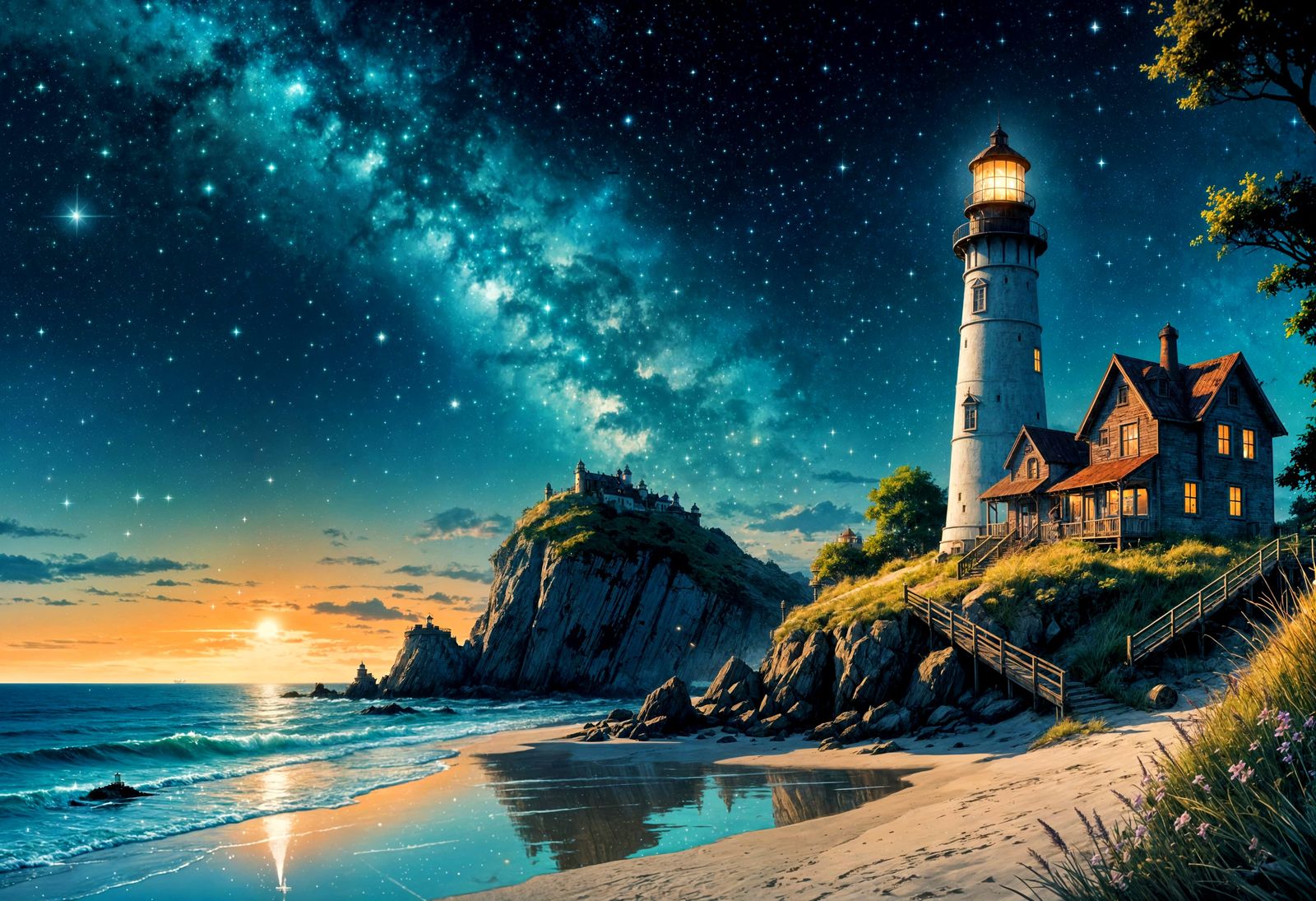 Midnight lighthouse