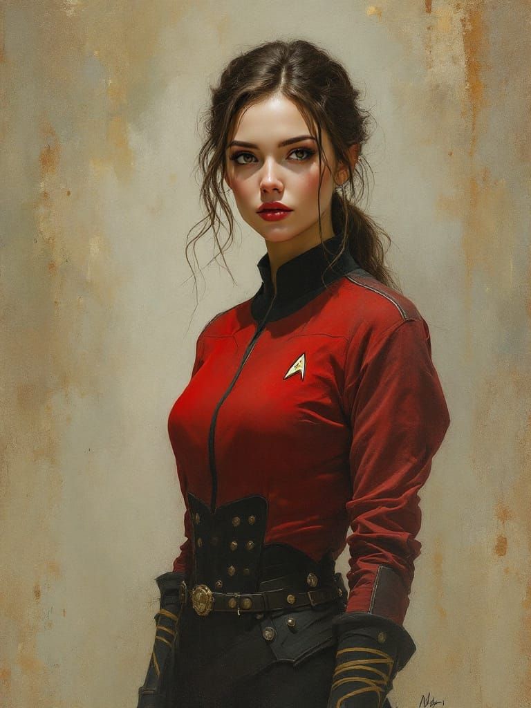 Starfleet Officer Study in Tonalist Oil Painting Style