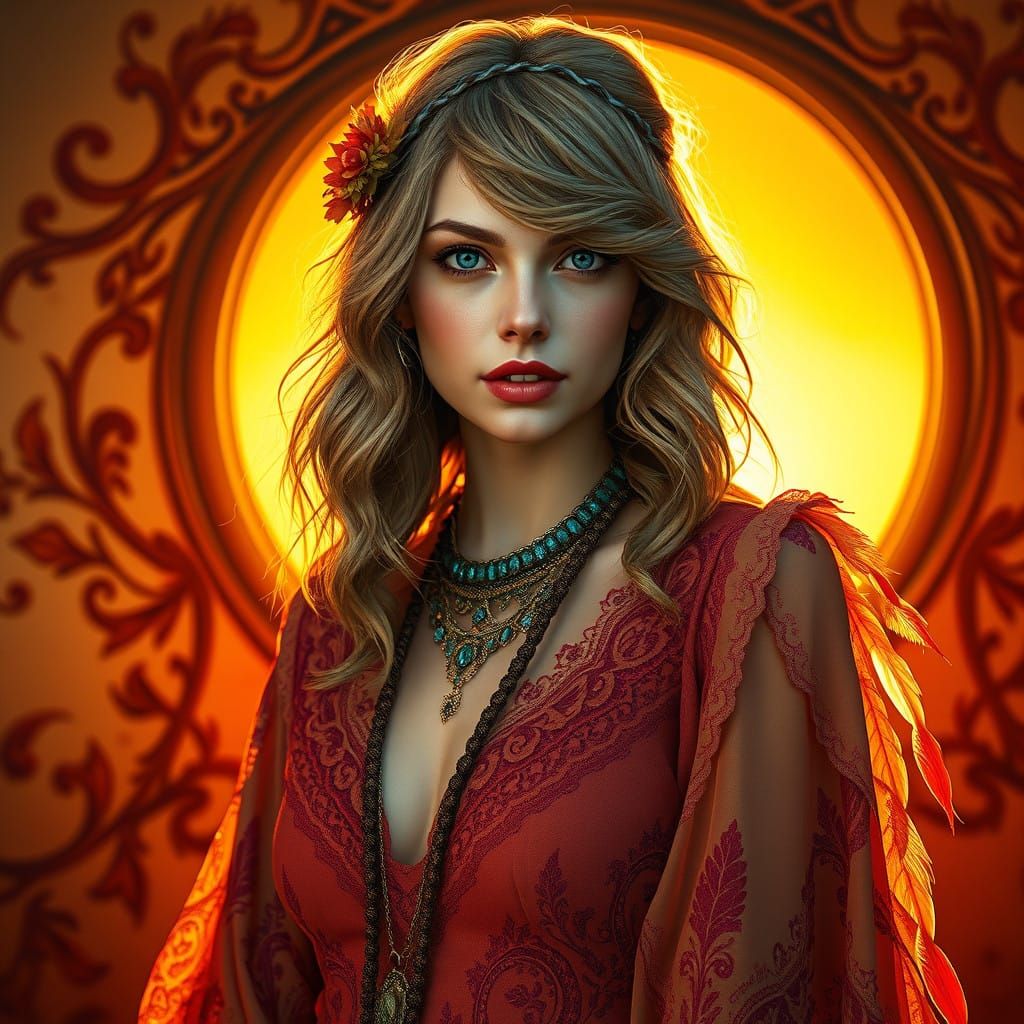 Bohemian Beauty in Sunset Hues