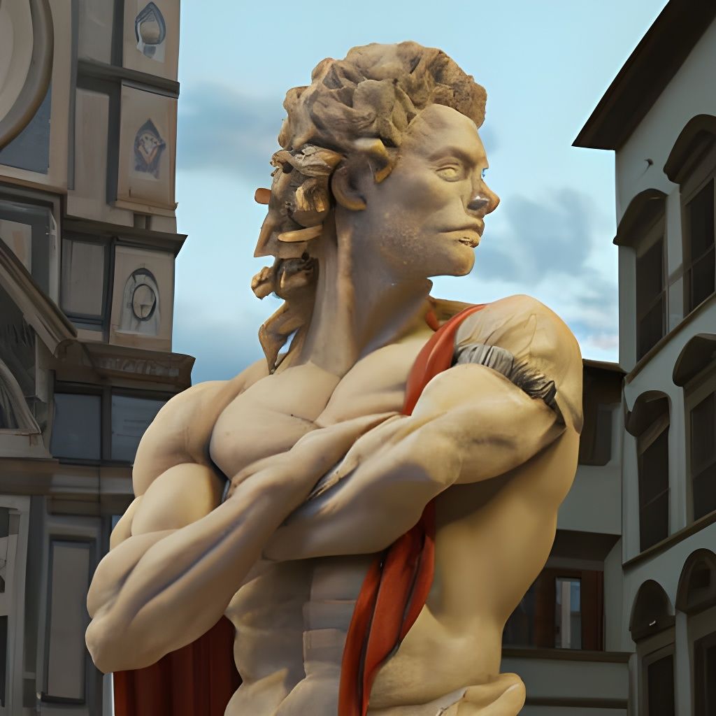 Marble Statue: David and Son Goku Fusion