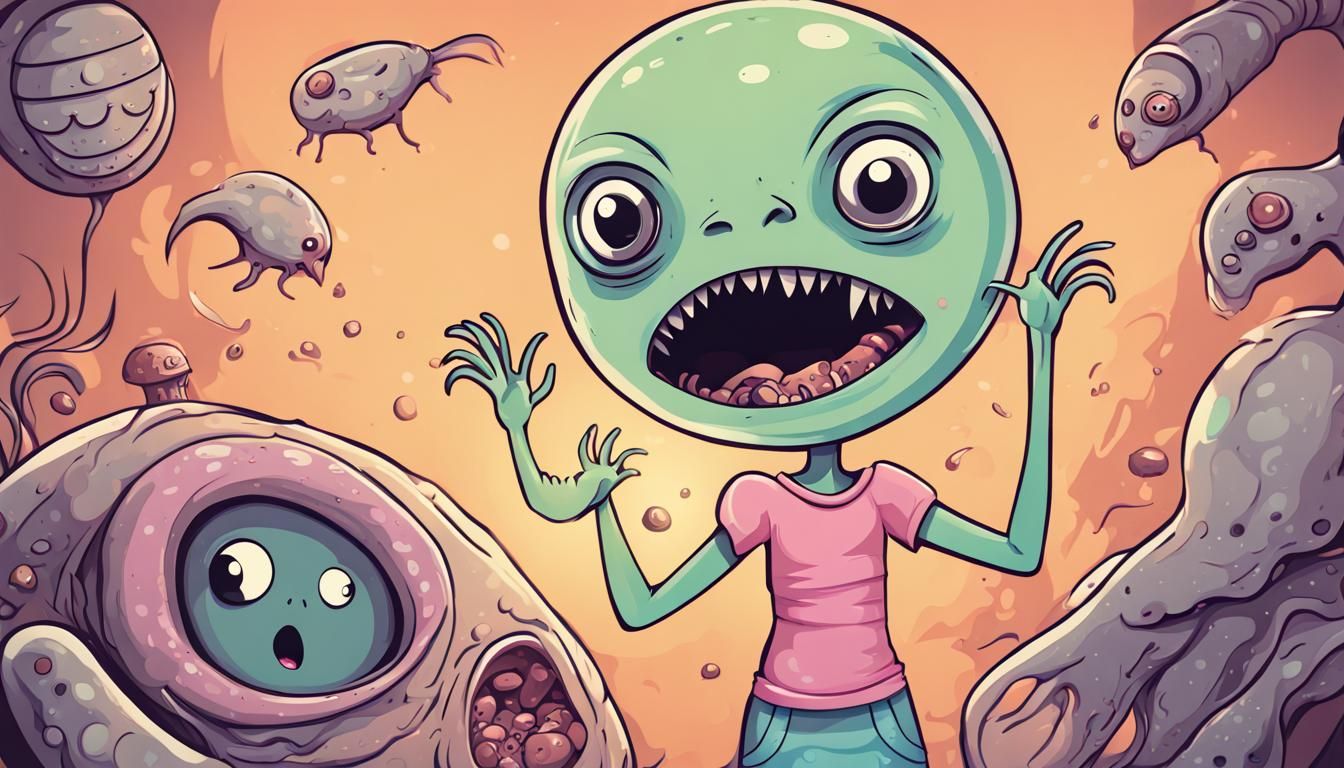 Terrified Girl with Alien Parasite