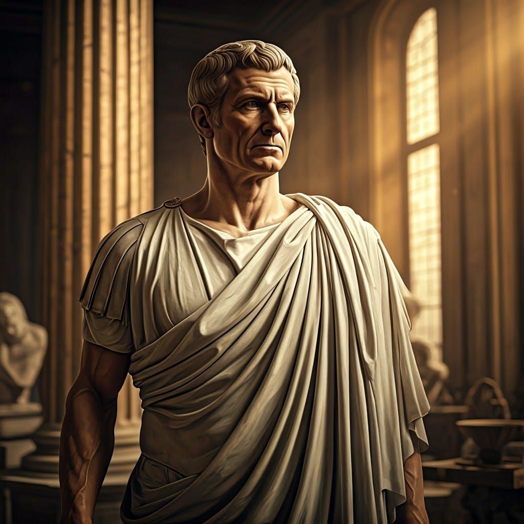 Ancient Roman Leader Posing for Sculpture