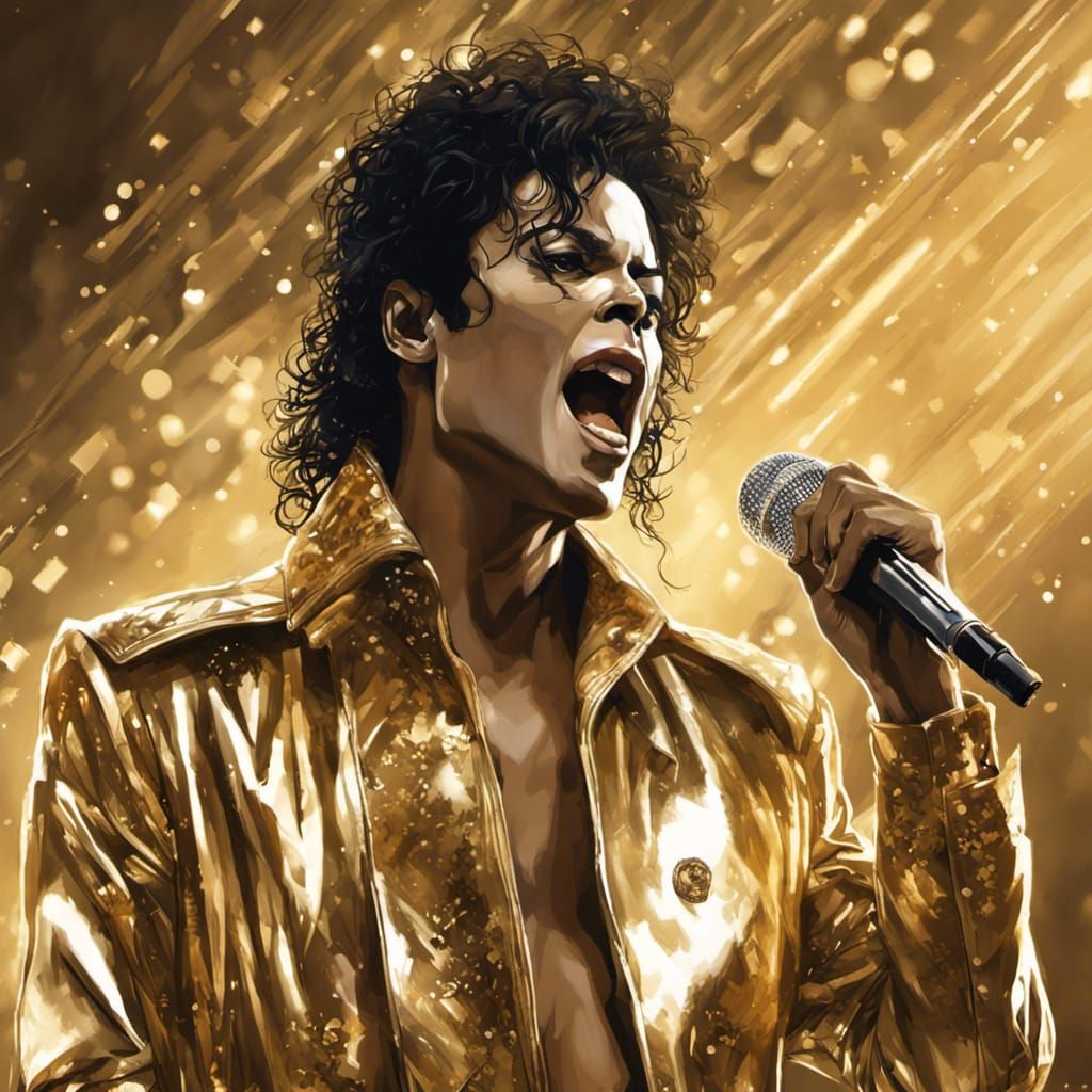 Michael Jackson History Tour Gold Suit Portrait