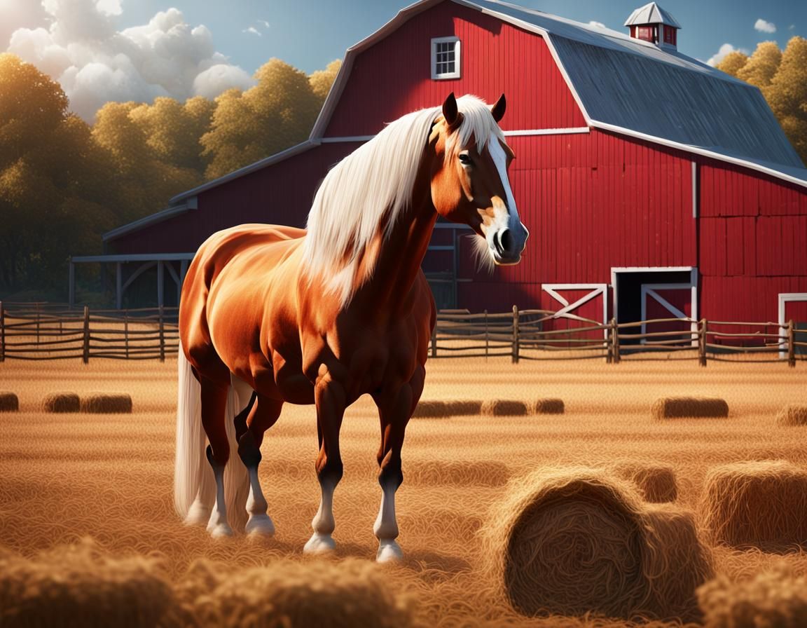 Tan Horse in Field: Fantasy Concept Art