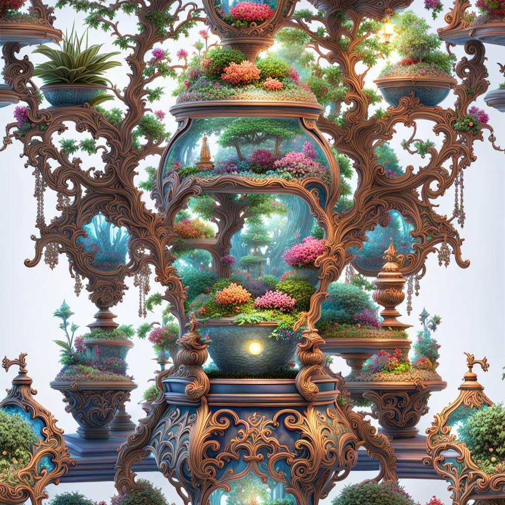 Victorian Bonsai Terrarium in Rococo Crystal