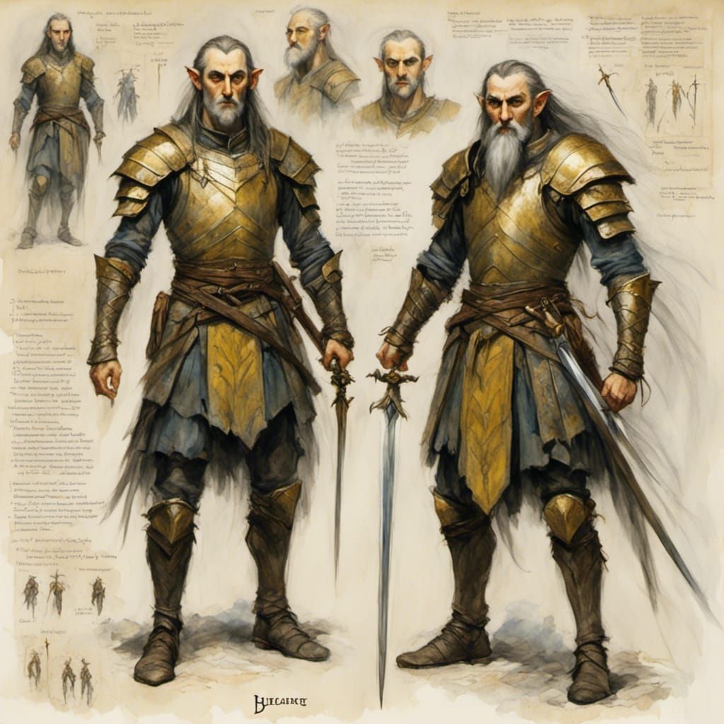 Eladrin Elf Hunter Character Model Sheet