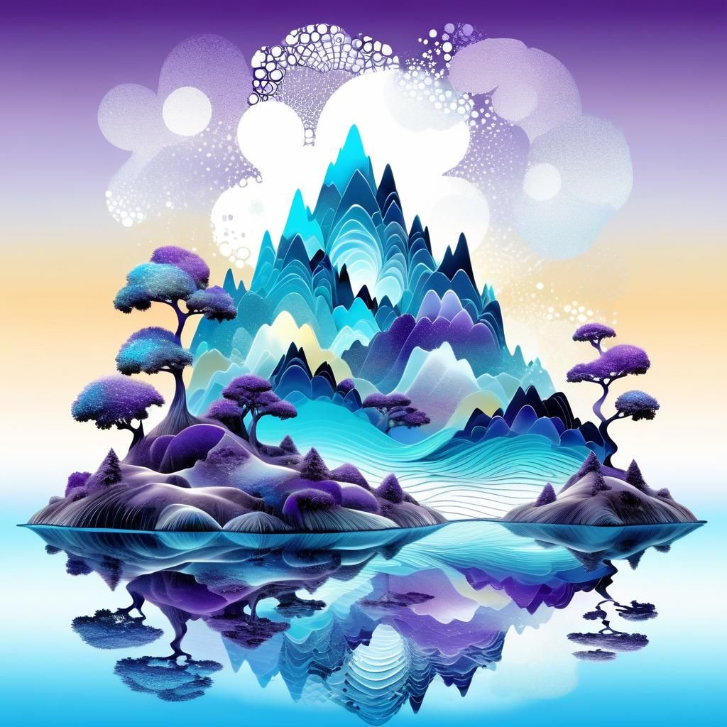 Surreal Panda in Fantasy Landscape with Alcohol Ink