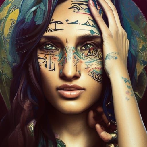 Polynesian Tattoo Art: Detailed Portrait