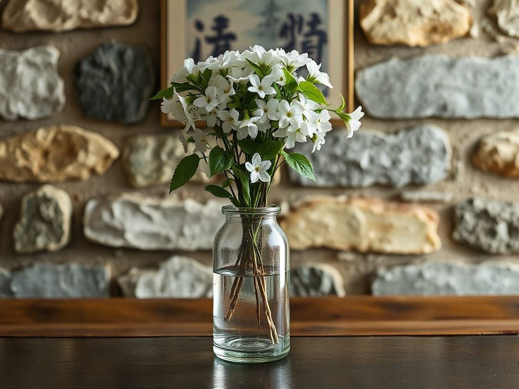 Ethereal Forget-Me-Not in Traditional Chinese Ink Art