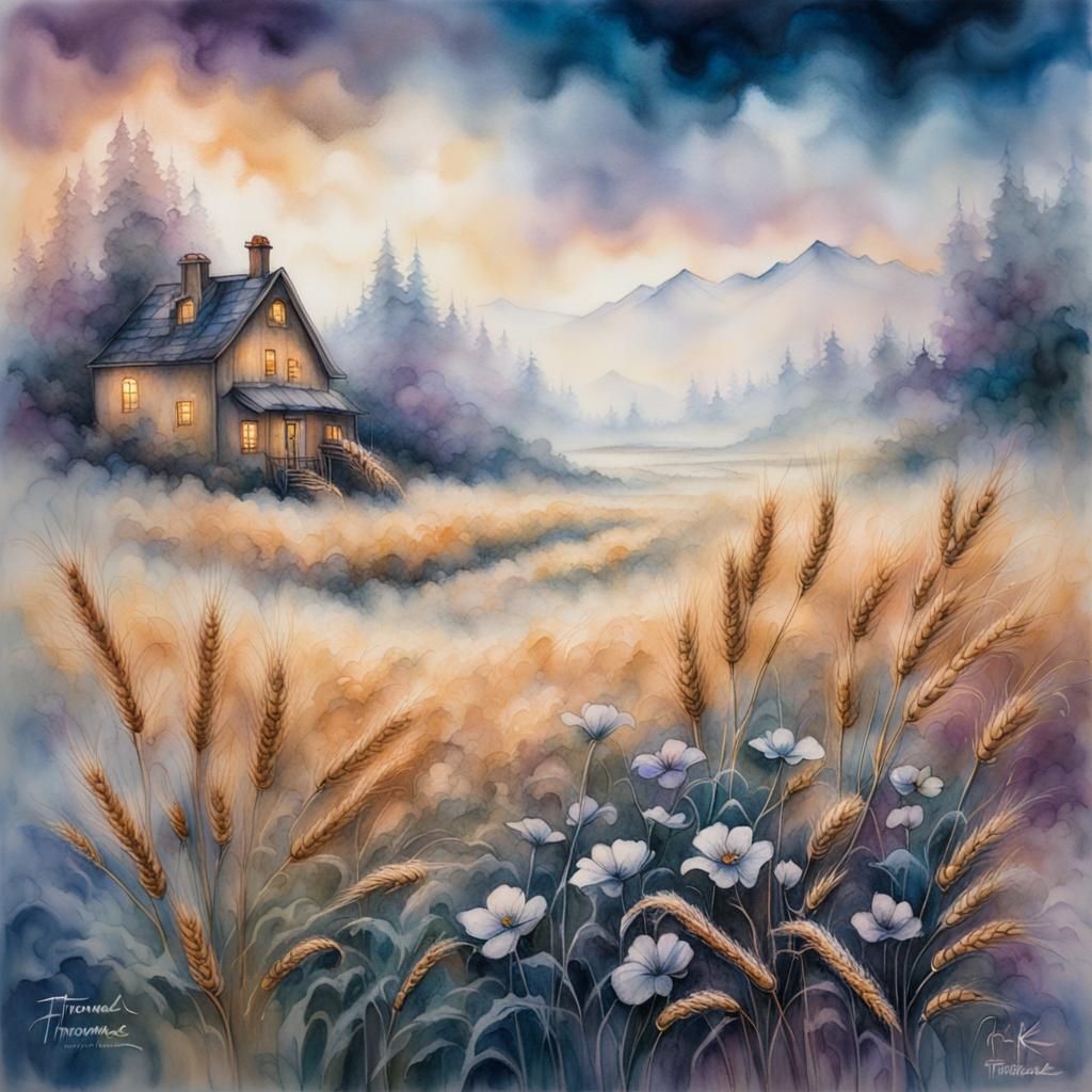 Ethereal Graffiti Flowers in Ink and Watercolor