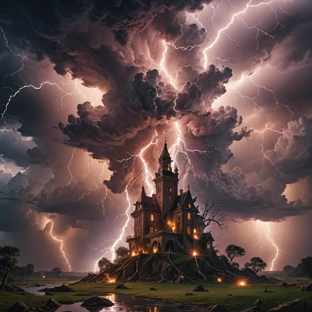 Surreal Lightning Strike: A Dreamlike Masterpiece
