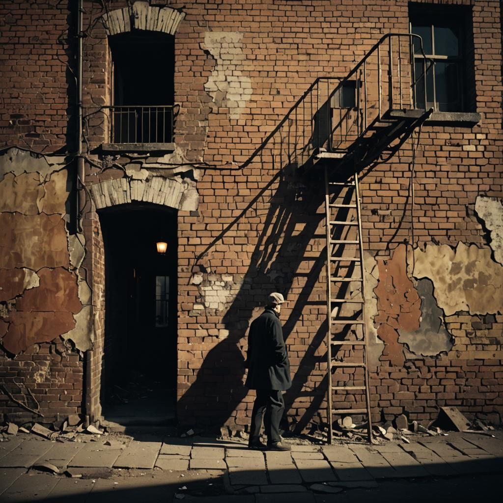 Film Noir: Ladder Shadow in Urban Decay