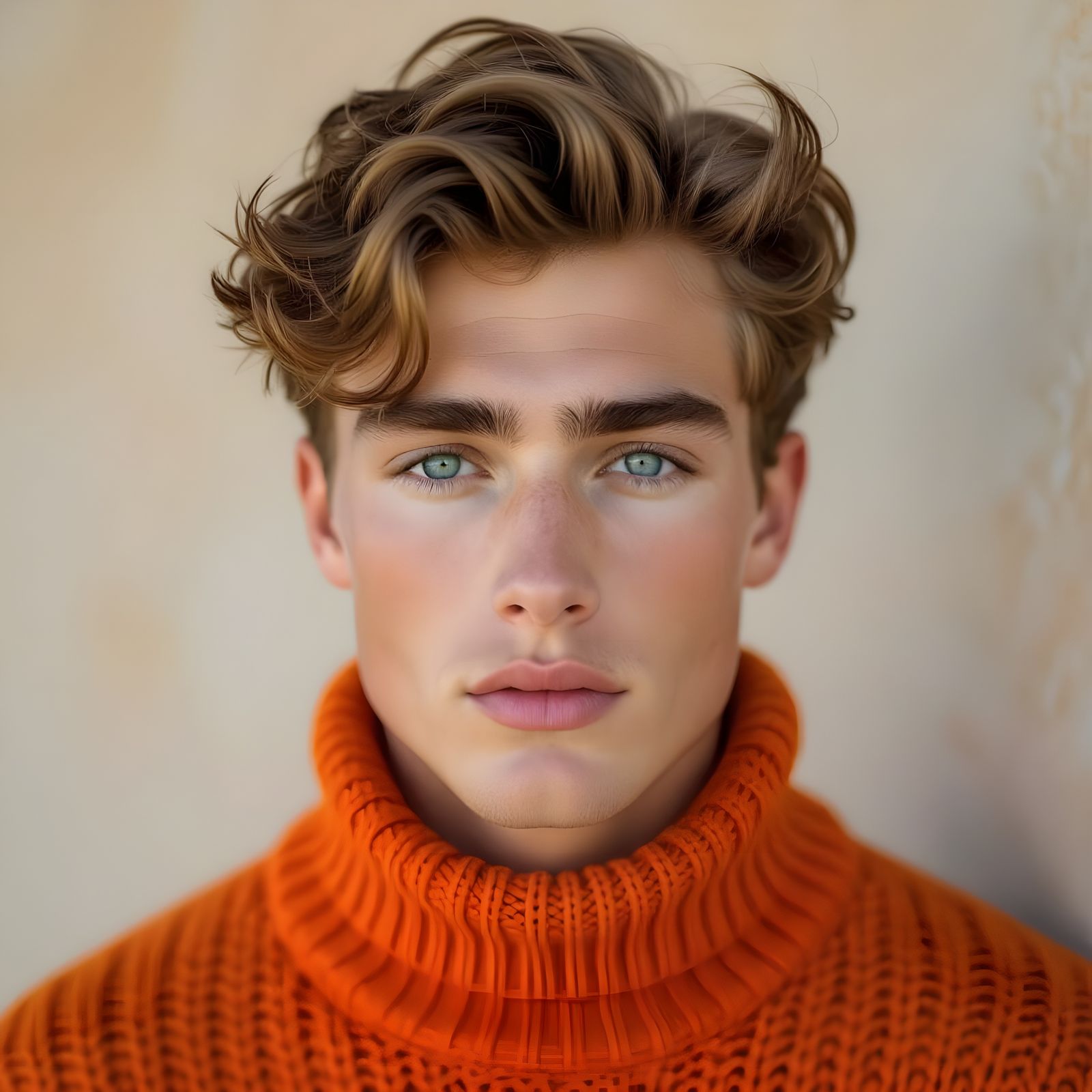 Youthful Portrait with Light Blue Eyes