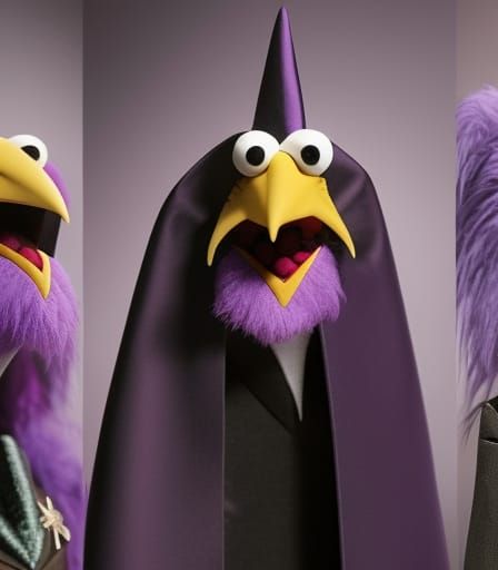 Purple Dracula Muppet: Pixar-Style 3D Digital Art