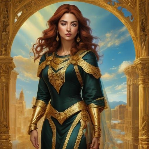 Latin American Goddess with Curly Dark Brown Hair and Hazel ...