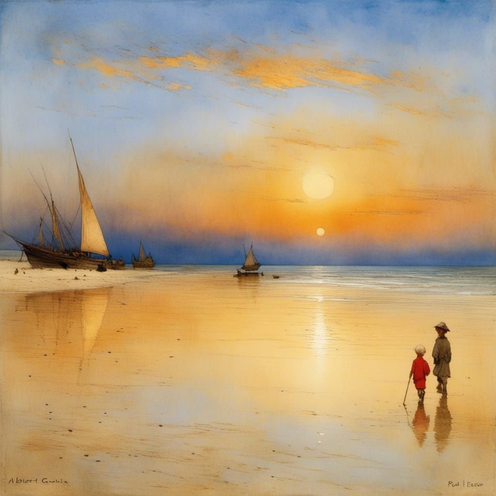 Historical Landscape Painting in Watercolor Style