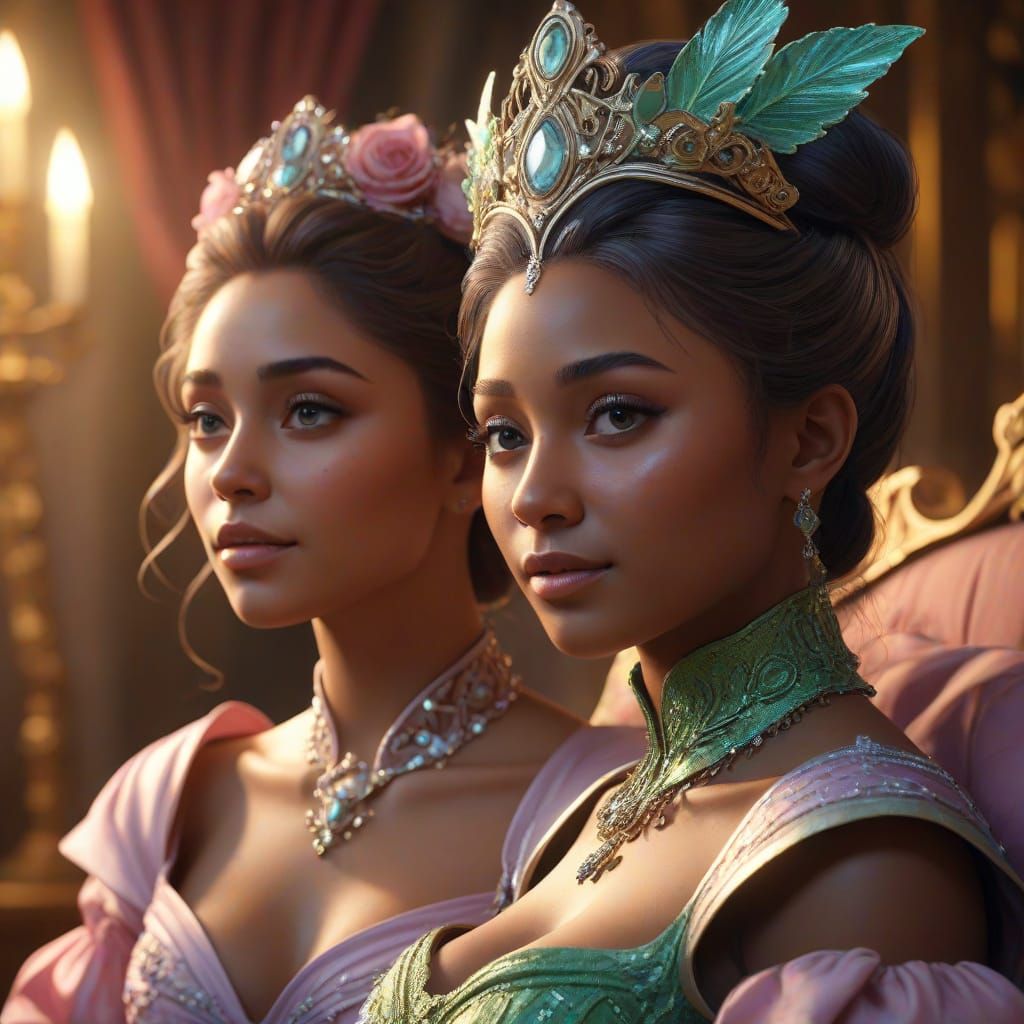 Elphaba and Glinda in Lavish Fantasy Portrait