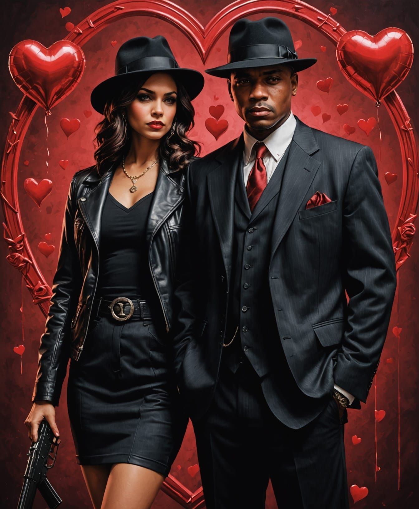 Retro-Style Gangster Couple Celebrates Valentine's Day