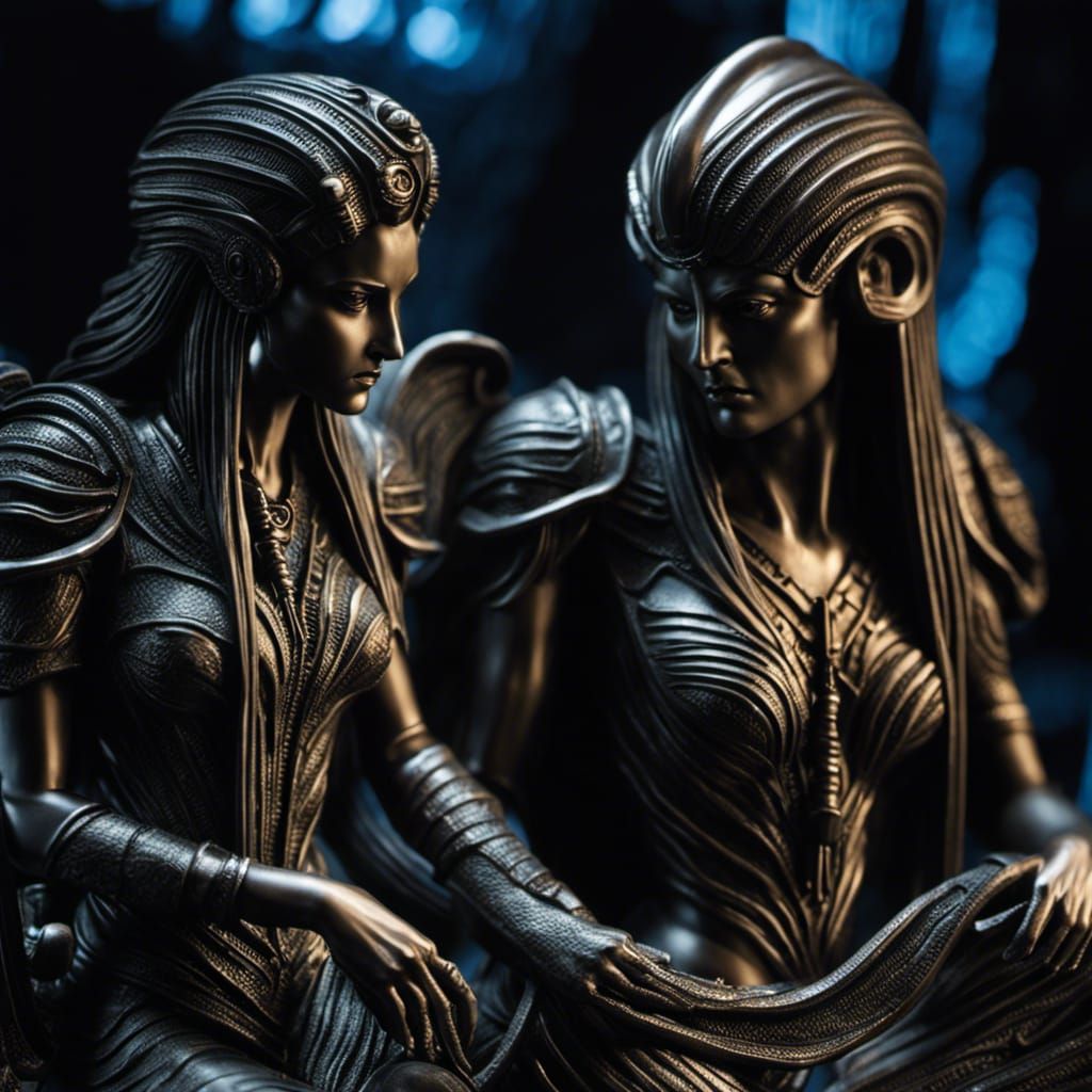 Greek Mythology Figurines in Giger Style