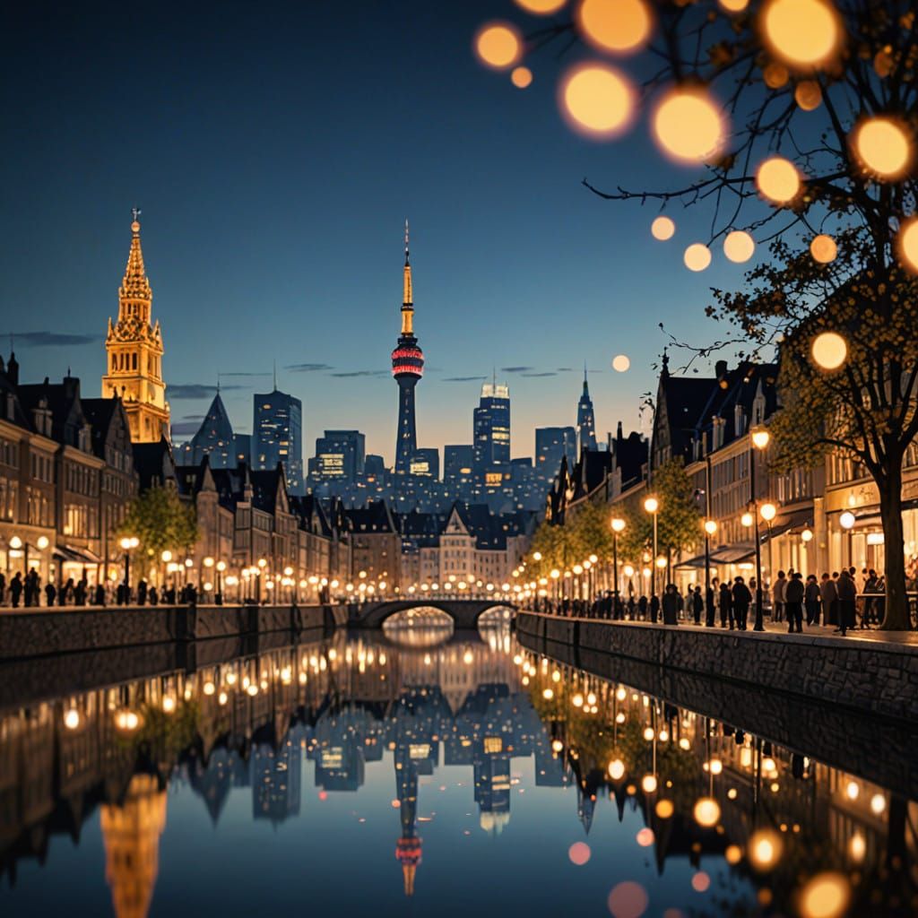 Cityscape in Neon Bloom