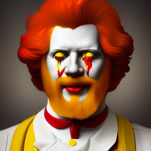Hyperdetailed Portrait of Ronald McDonald in 8k