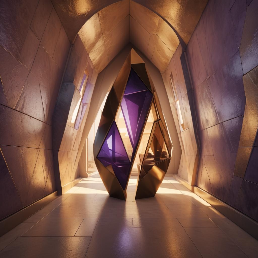 Surreal Hallway with Vase in Earth Tones