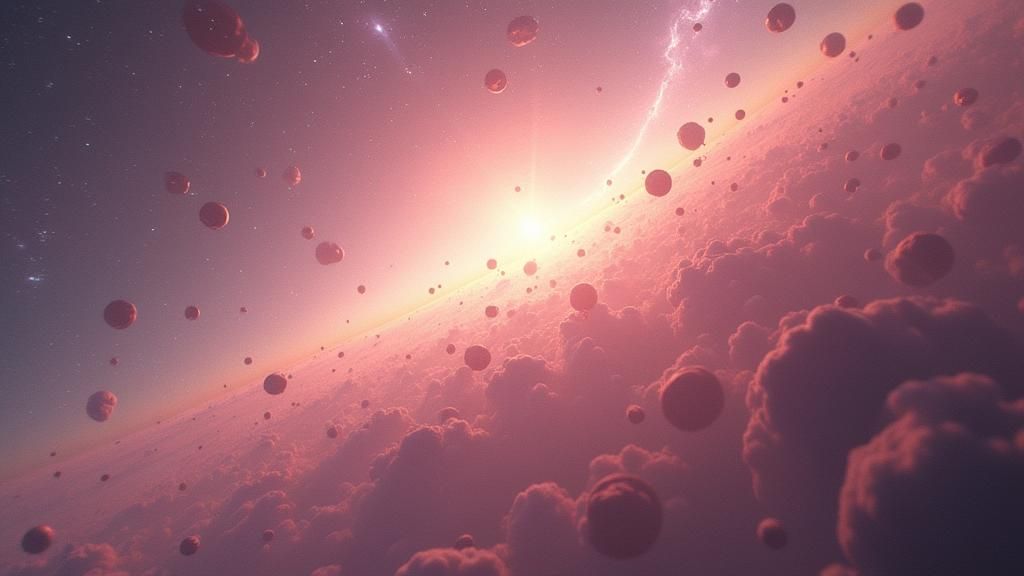 Ethereal Sci-Fi Colony Ship Exiting Orbit