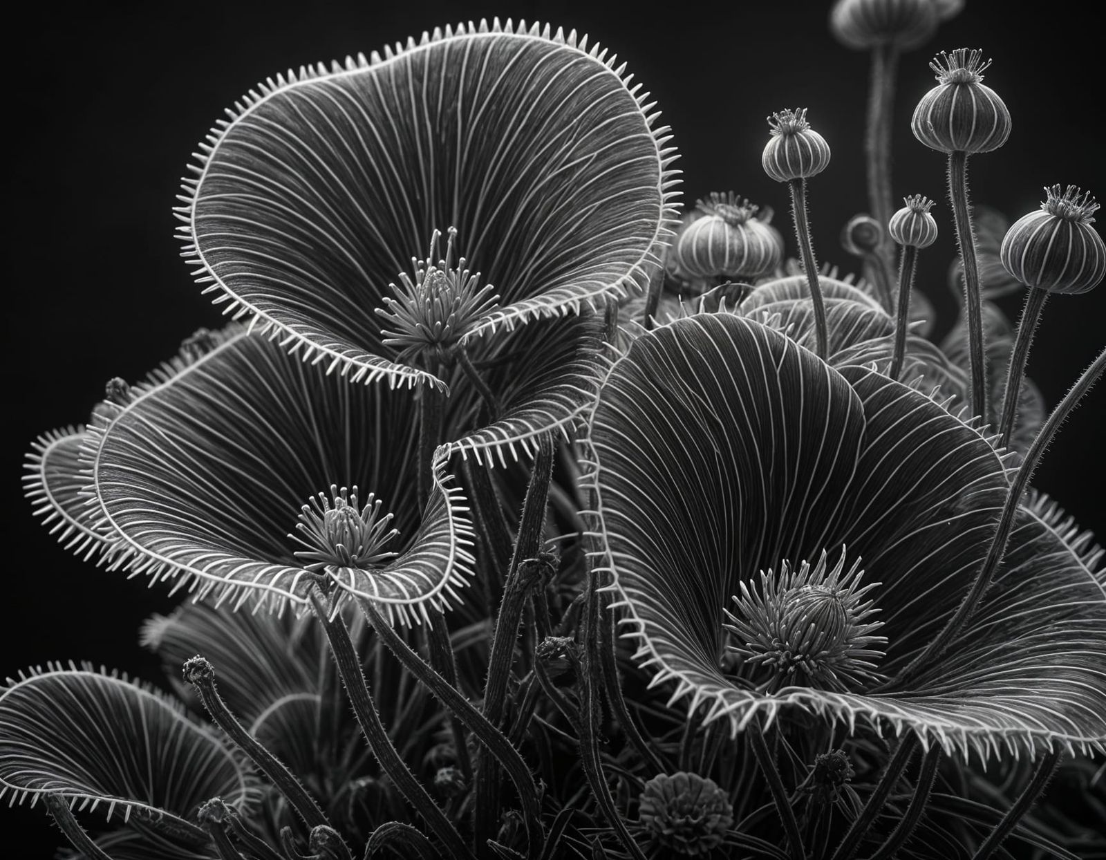 Monochrome Crystal Venus Flytraps in High Resolution