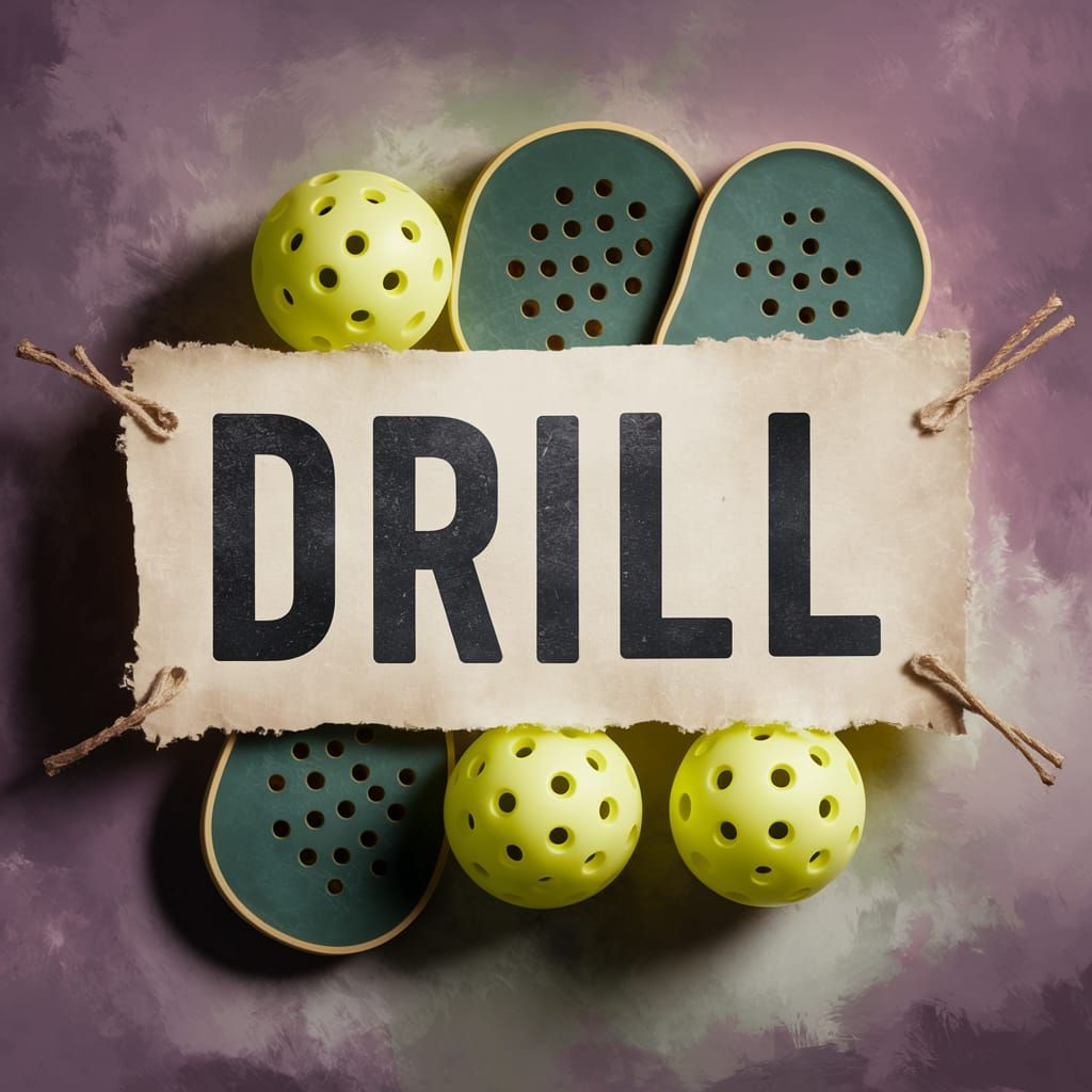 Handcrafted Banner with DRILL Text and Pickleball Accents