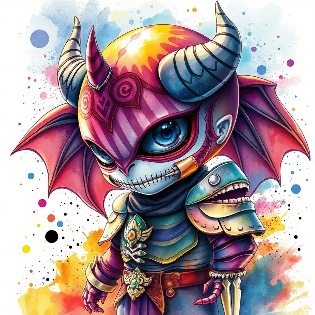 Cosmic Monster: Baroque Chibi in Watercolor