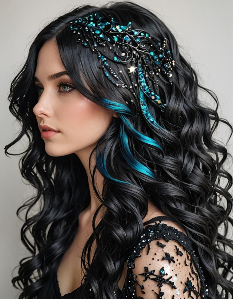 Pirate with Long Black Hair in Ocean Fantasy