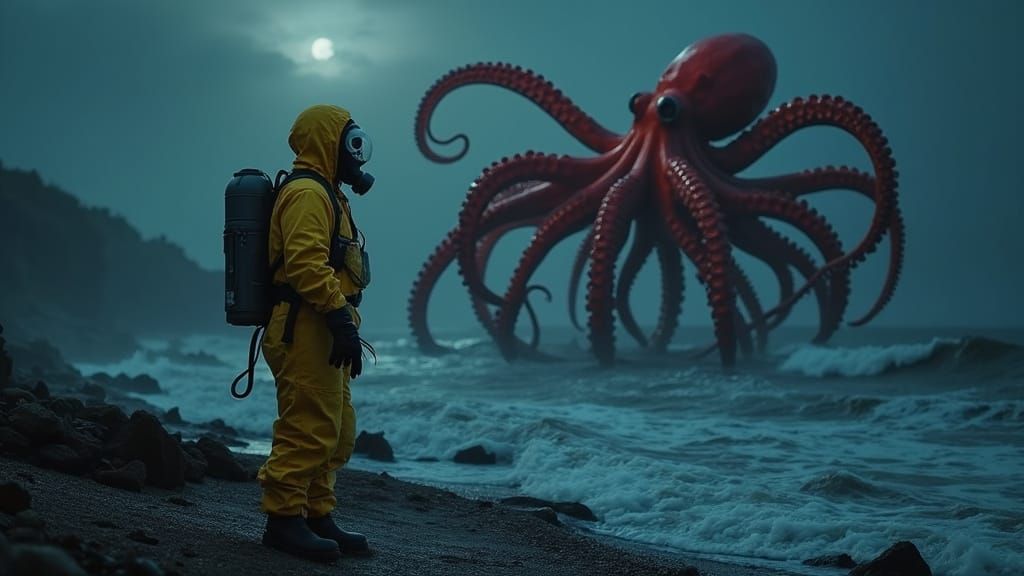 Government Rescue Diver Faces Menacing Red Octopus in Hyper-...