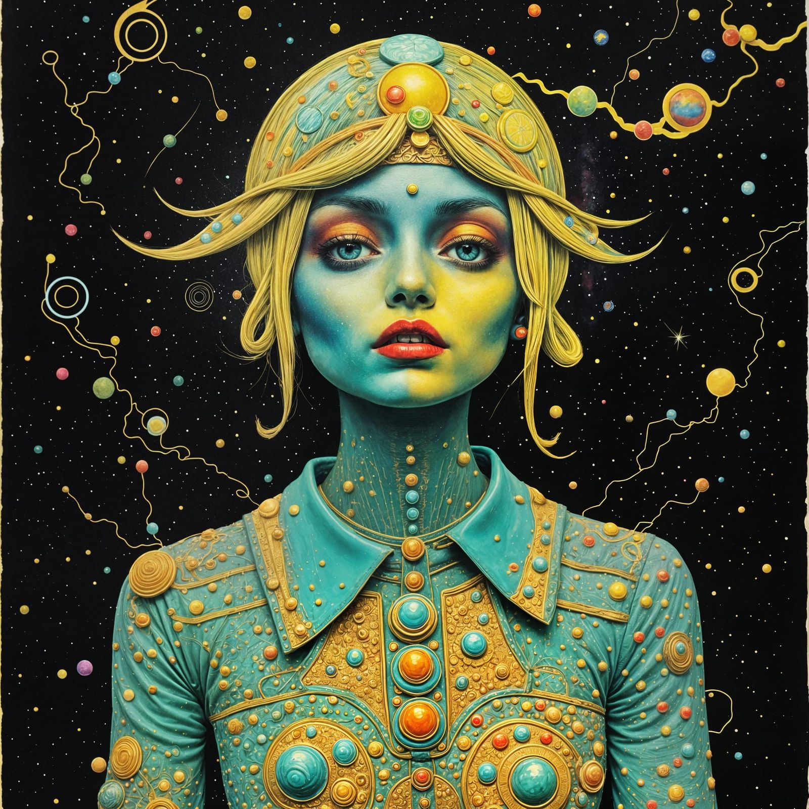 Psychedelic Sci-Fi Robot Woman by Moebius