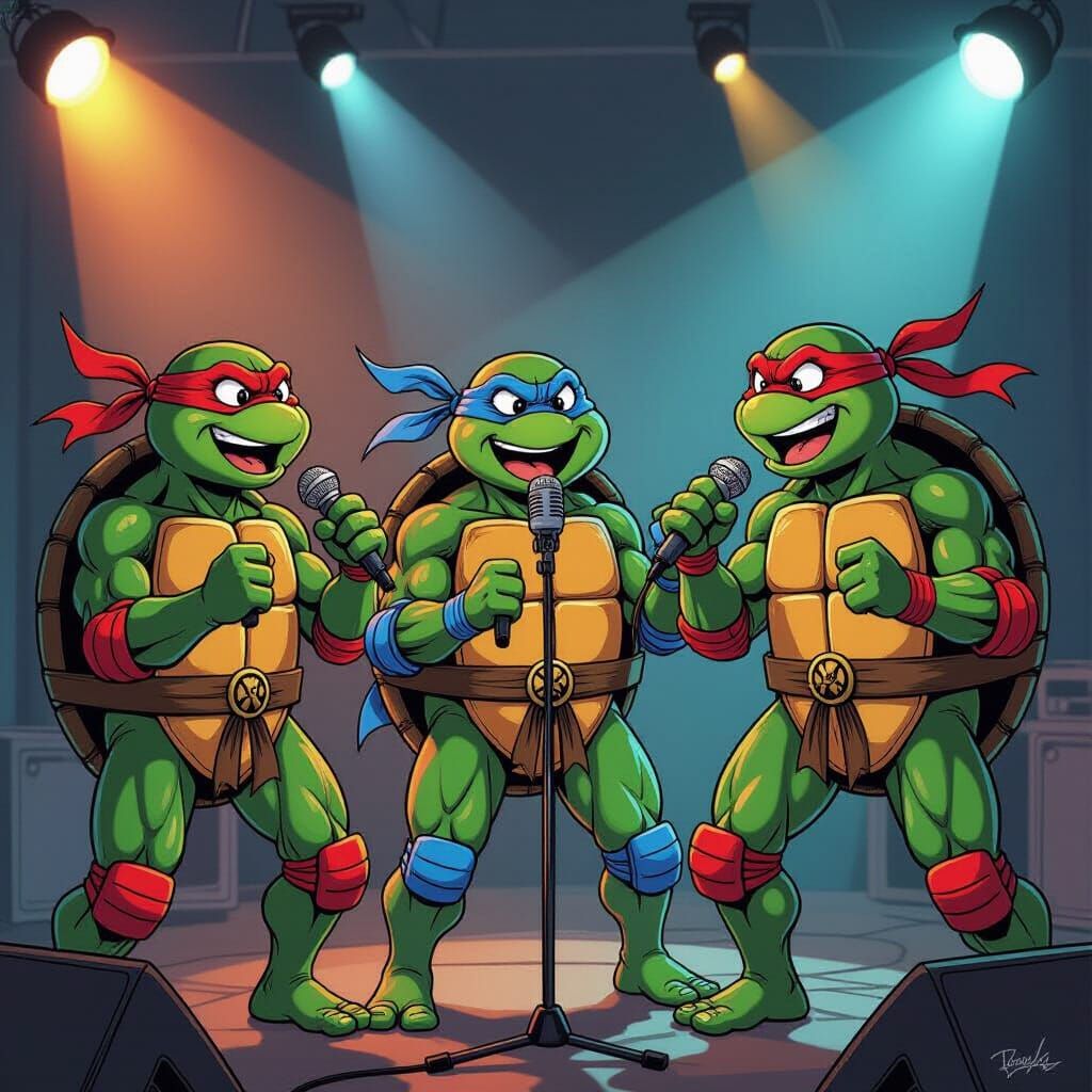 Teenage Mutant Ninja Turtles Sing Karaoke: Comic Book Art