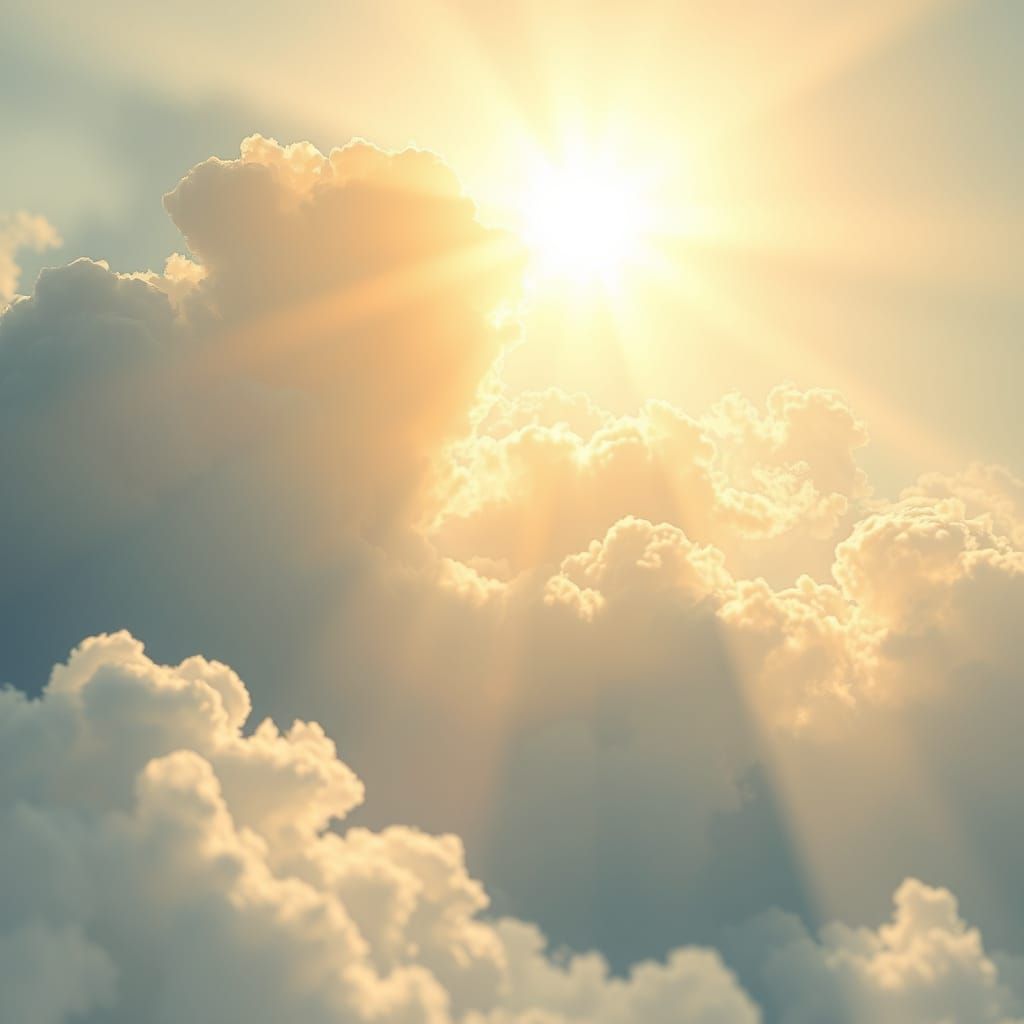 Soft Focus Heavenly Cloudscape in Warm Golden Light