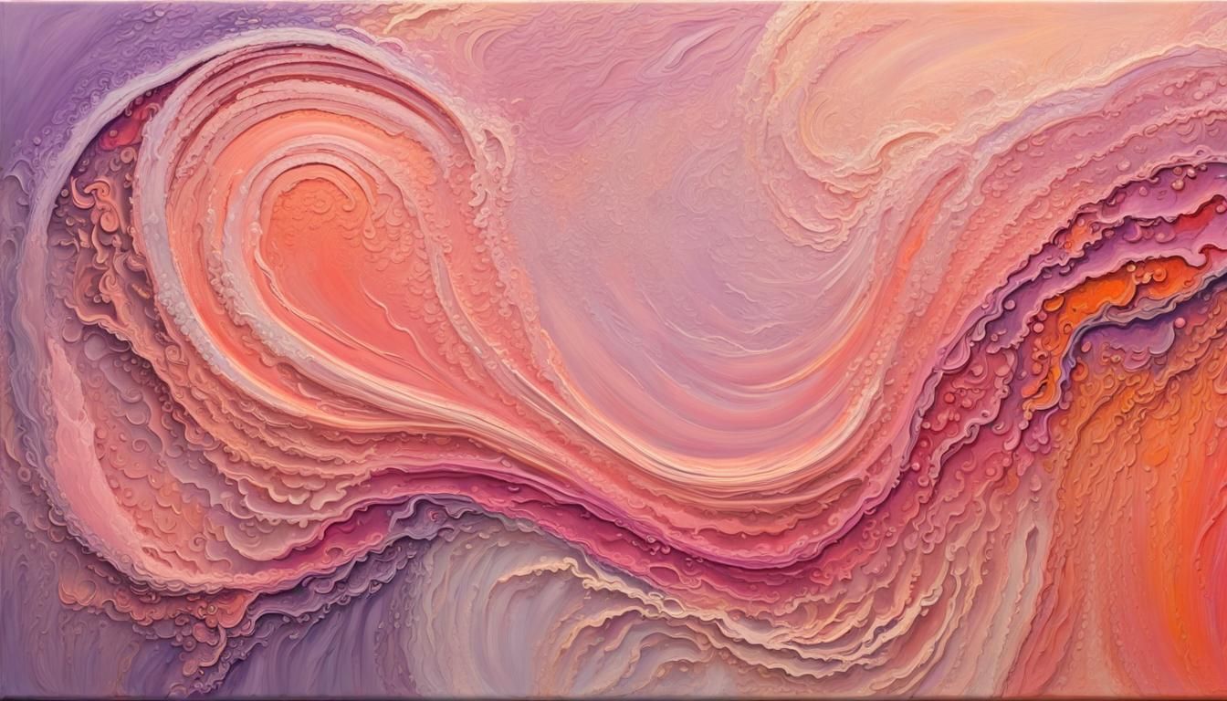 Abstract Expressionist Filigree in Pink: Oil Painting