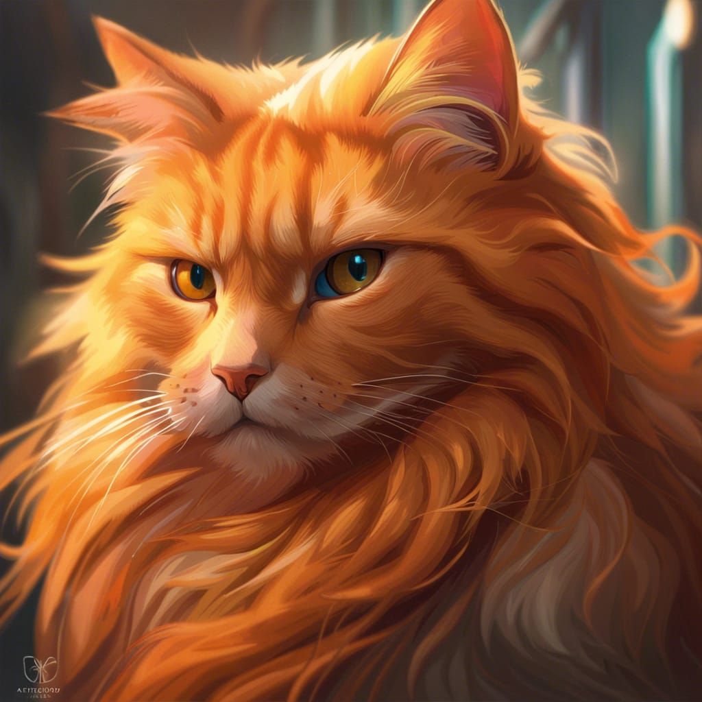 Orange Tabby Cat Portrait in Hyperdetailed Style