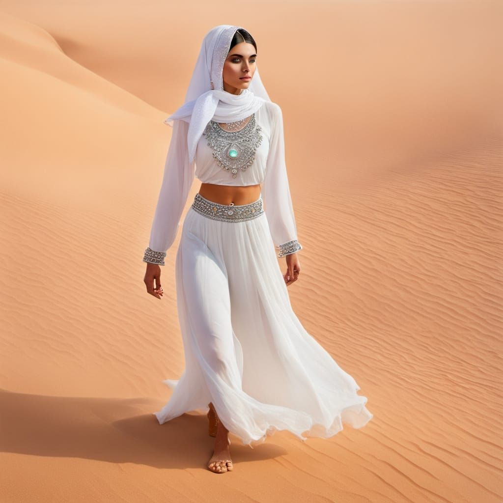Arabic Princess with Crystal Beads in Desert