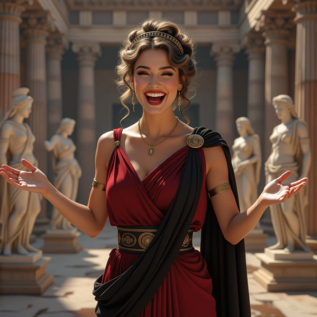 Goddess of Impiety in Ancient Greek Temple