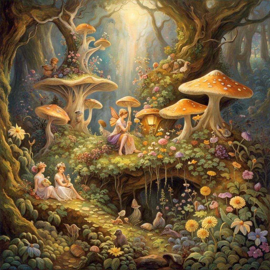 Ethereal Pixie Fairies in Forest, Fantasycore Art