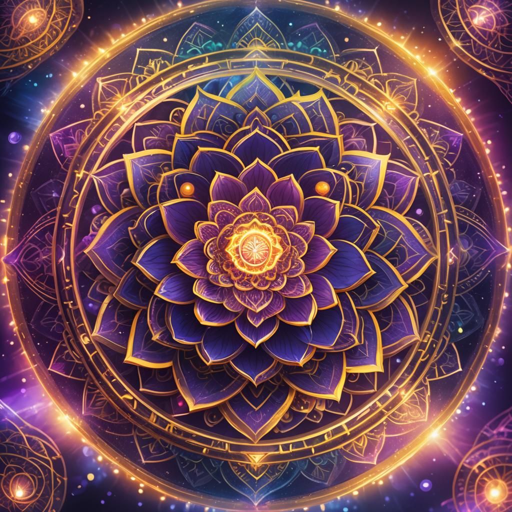 Mystical Lotus Flower Concept Art in Neon Hues