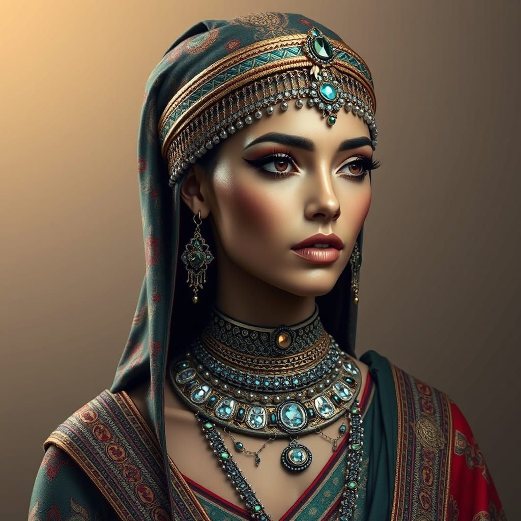 Futuristic Egyptian Woman: Hyperrealistic Digital Portrait