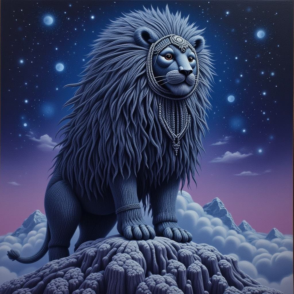 Lion with Stardust Mane in Epic Fantasy Style