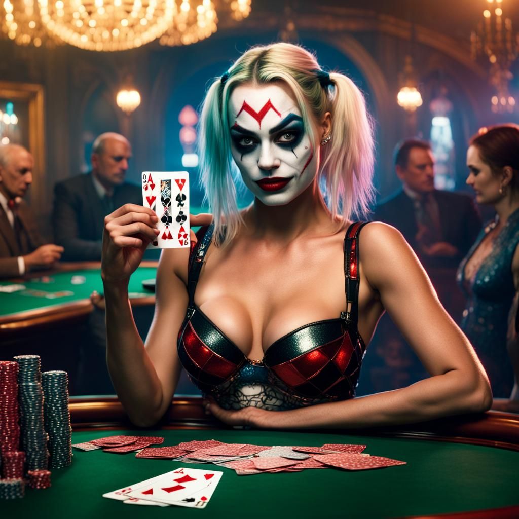 Harley Quinn Portrait with Joker Card