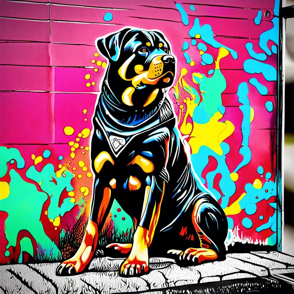 Security by Rottweiler graffiti art, splash art, street art,...