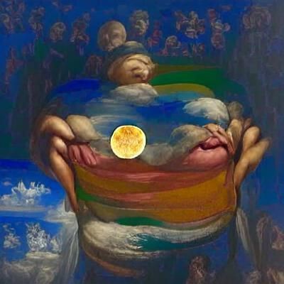 Renaissance Moon: Colorful Celestial Painting