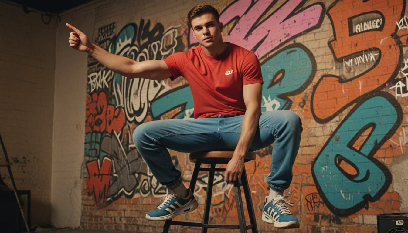 Young Man Poses in Urban Pop Art Style