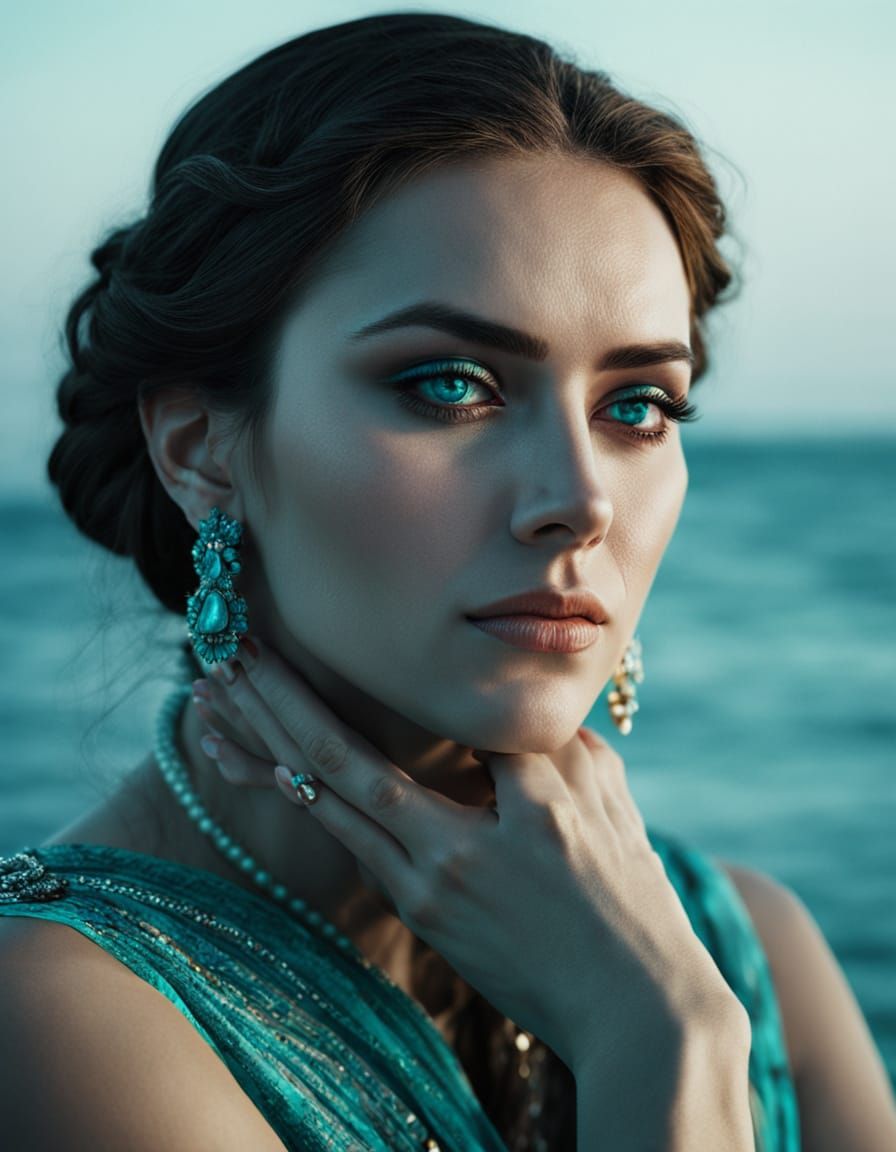 Ocean Mistress Portrait with Turquoise Accents